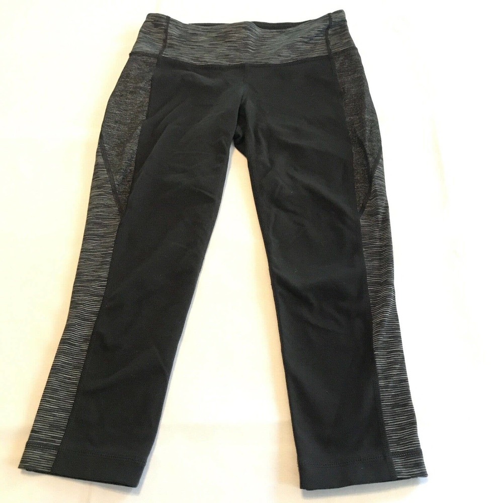 Athleta Chaturanga Capri Leggings Black Heather Gray Yoga Athletic Pants Sz S